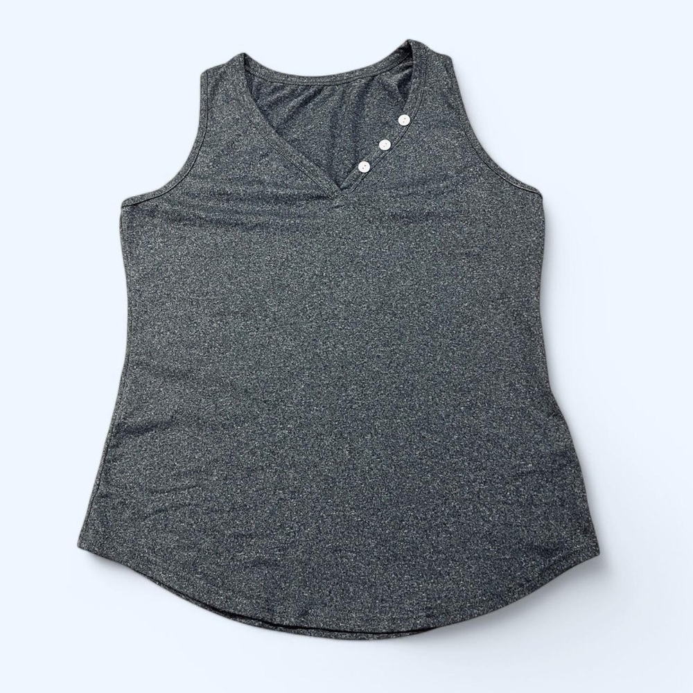 Grey SHEIN V-Neck Button Detail Tank Top Small